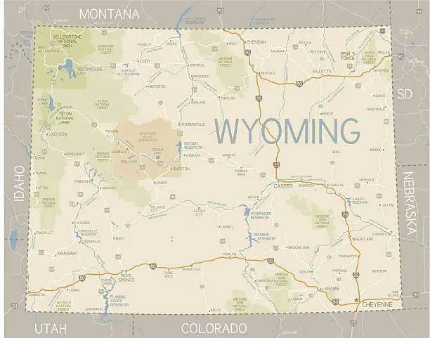 Vector illustration of Wyoming State Map