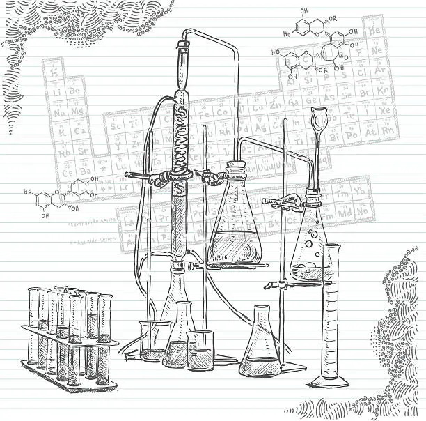 Vector illustration of Chemistry Lab Doodle