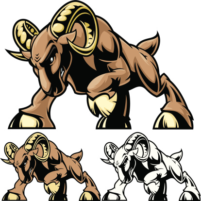 This is an illustration of a Ram in a charge stance. Also in the file is a flat color version and a black and white. NO GRADIENTS. All secondary color levels are removable down to a simple flat color image. The file is provided as an Illustrator 8 EPS and a 300dpi high-rez jpg.