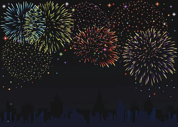 Vector illustration of Fireworks Background