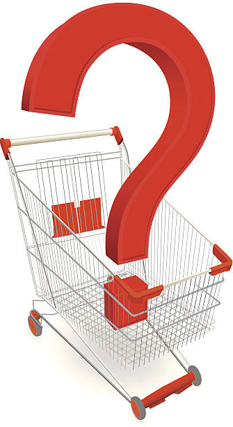 shopping cart with question mark vector art illustration