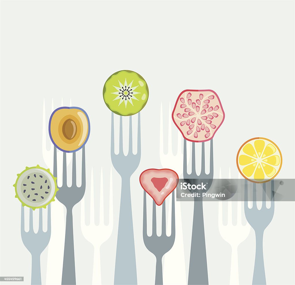 Des coupes de fruits sur forks - clipart vectoriel de Agriculture libre de droits