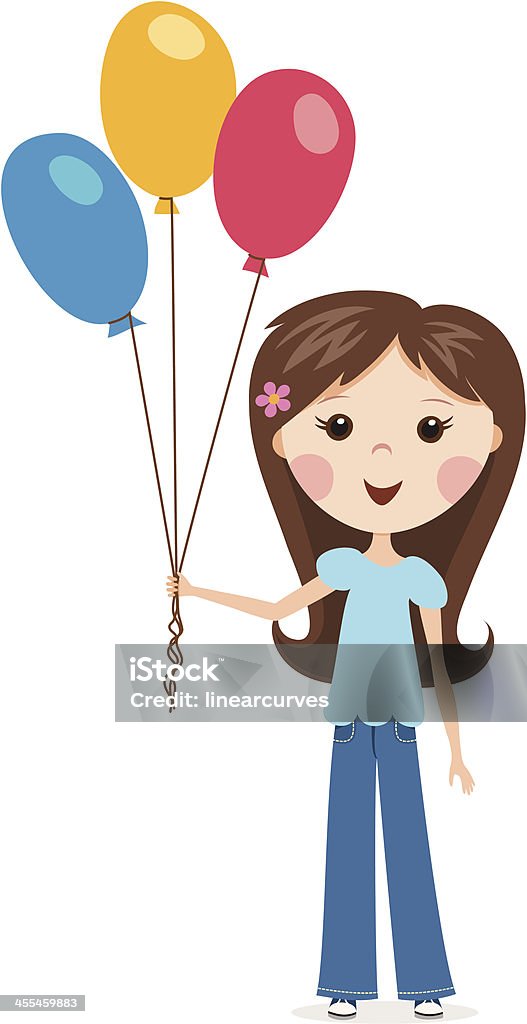 Petite fille avec des ballons - clipart vectoriel de Petites filles libre de droits