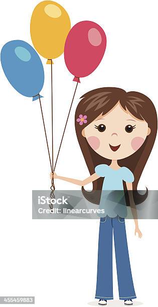 Petite Fille Avec Des Ballons Vecteurs libres de droits et plus d'images vectorielles de Petites filles - Petites filles, Ballon de baudruche, Cartoon