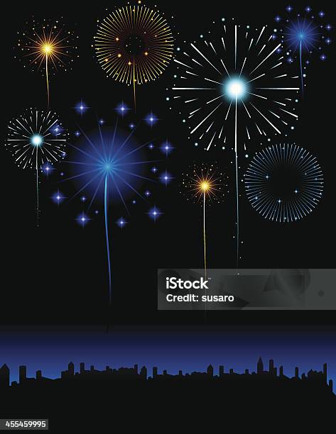 Fireworks In The City Stock Illustration - Download Image Now - Circa 4th Century, Firework Display, Illustration