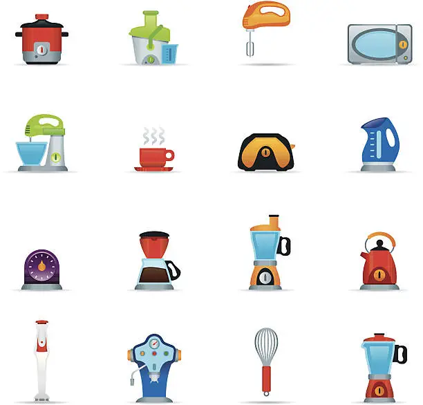 Vector illustration of Icon Set, Kitchen Appliance Color