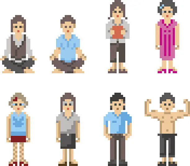 Vector illustration of Pixel Art People