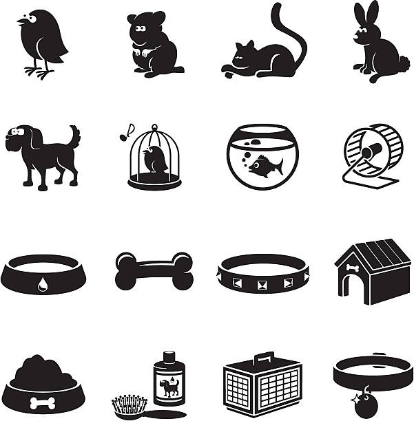 애완동물 아이콘 - 강아지 먹이 그릇 stock illustrations