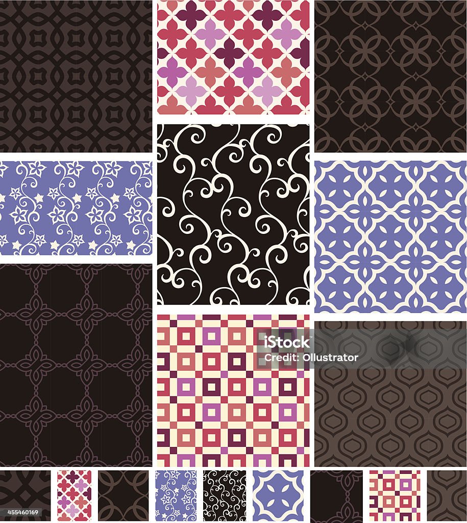 Collection of seamless textile/wallpaper pattern Collection of seamless textile/wallpaper pattern. Easy to use pattern swatches included in file. Attached is a ZIP-folder including all 9 patterns as separate JPEGs (1000 px) of the seamless repeatable elements for creating seamless patterns directly in Photoshop. If you need some assistance, just sitemail me. Abstract stock vector