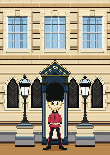 Vector illustration of Queens Guard at Palace Gate