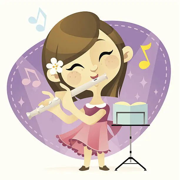 Vector illustration of Little Flautist