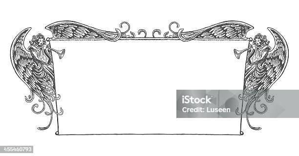 Vintage Style Banner Flanked By Angels Stock Illustration - Download Image Now - Border - Frame, Picture Frame, Angel