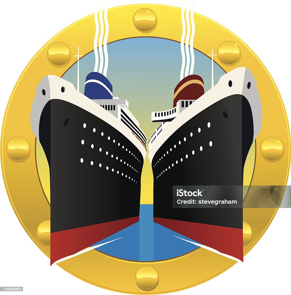 Navios de cruzeiro através de um Vigia - Royalty-free Barco de Cruzeiro arte vetorial