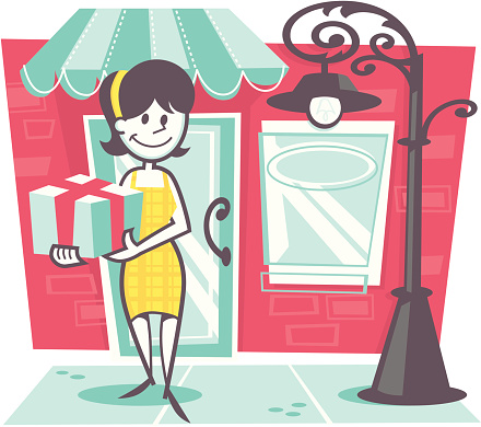 illustration of a woman shopping
