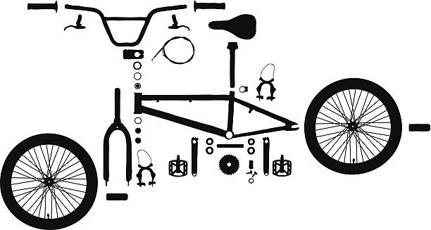 ilustraciones, imágenes clip art, dibujos animados e iconos de stock de desplegada bicicleta - bmx cycling
