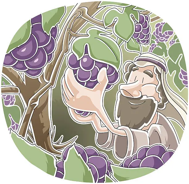 Vector illustration of Parable of the vine and branches