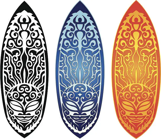 Vector illustration of Sun Tribal Surfboard