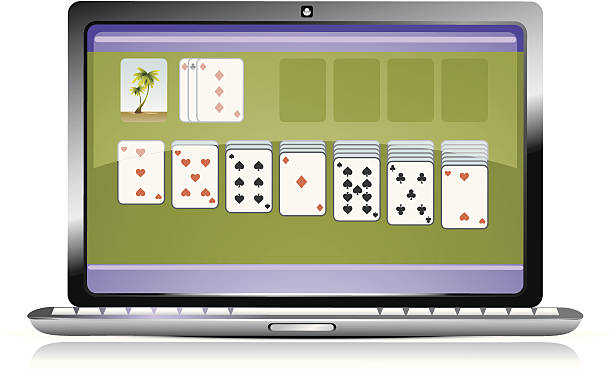 Laptop Screen Showing A Running Game Of Solitaire Stock Illustration -  Download Image Now - Solitaire, Leisure Games, Computer - iStock