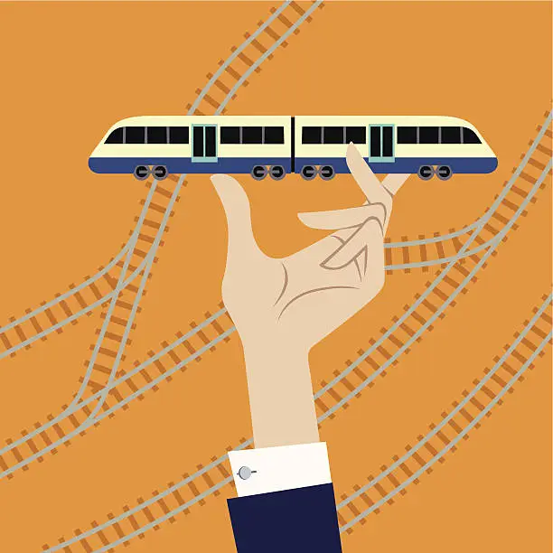 Vector illustration of Train in Hand.