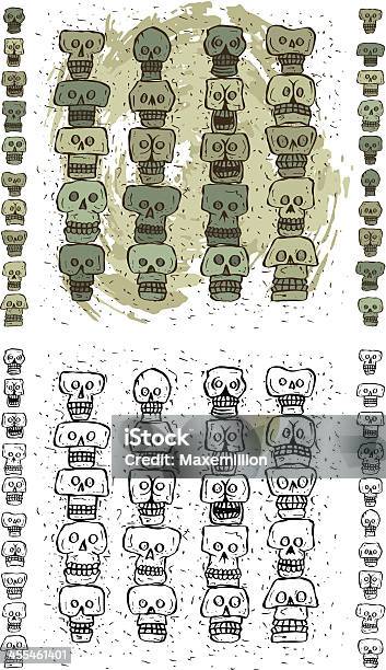 Art Préhistorique Aztec Crâne Carré Vecteurs libres de droits et plus d'images vectorielles de Aztèque - Aztèque, Mort - Concepts, Antique
