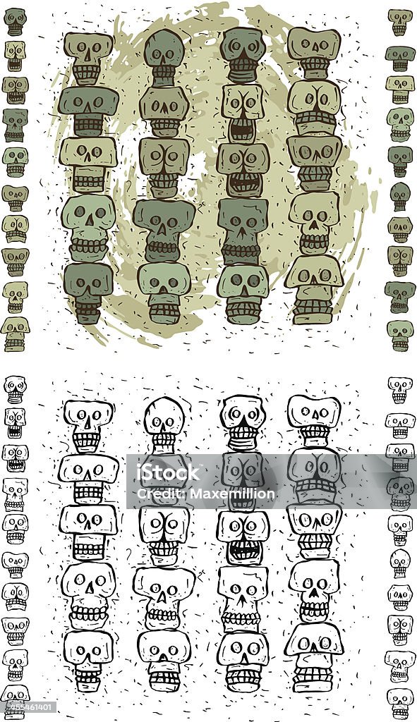 Arte Pré-histórica Asteca crânio suporte - Royalty-free Asteca arte vetorial