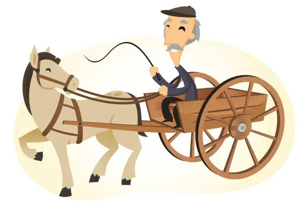 Vector illustration of Horse drawn cart