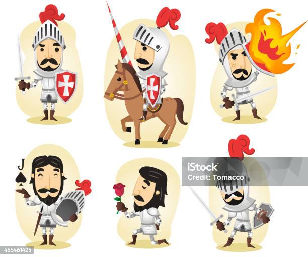 Knight Action Set Stock Illustration - Download Image Now - Knight - Person, Humor, Cartoon