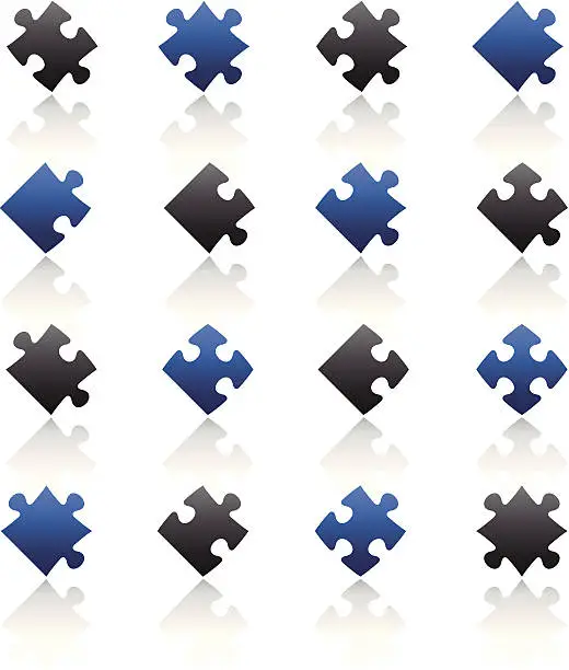 Vector illustration of Puzzle Pieces Icons Set