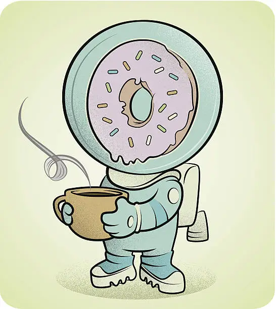 Vector illustration of ASTRO-COFFEE AND COSMO-DONUTS