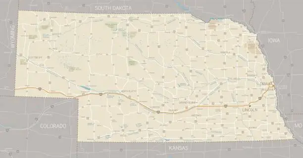 Vector illustration of Nebraska Map