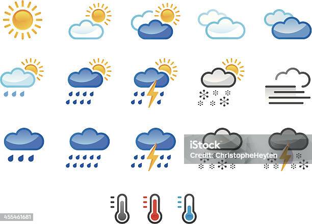 Météo Icônes De Couleur Vecteurs libres de droits et plus d'images vectorielles de Éclair en zigzags - Éclair en zigzags, Brouillard, Chaleur