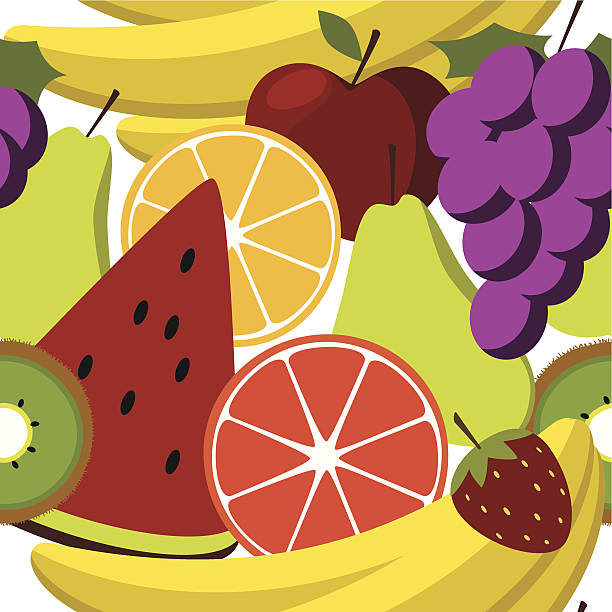 фруктовый салат seamess рисунком - red grape grape fruit sweet food stock illustrations