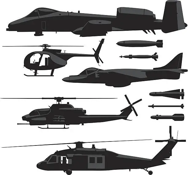 Vector illustration of Military Aircrafts