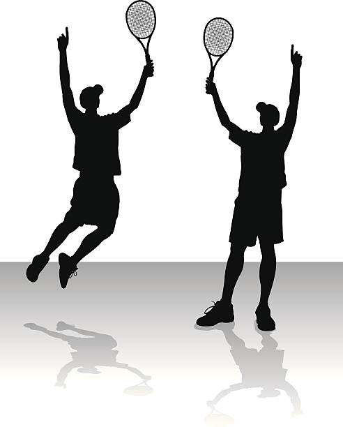 ilustrações, clipart, desenhos animados e ícones de tênis vitória silhuetas de homens - silhouette tennis competitive sport traditional sport