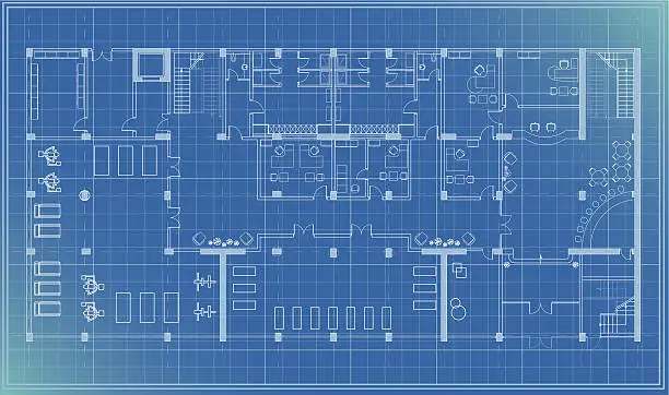 Vector illustration of architectural plan blueprint entrance