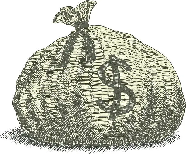 Vector illustration of Sack of Money with Dollar Sign