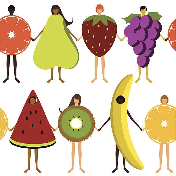 Vector illustration of Fruits children pattern