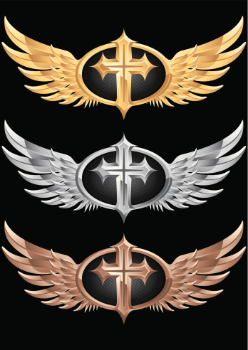 an illustration of a Cross Emblem with Wings.