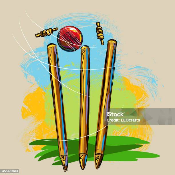 Cricket Wickets And Ball Stock Illustration - Download Image Now - Sport of Cricket, Cricket Stump, Art