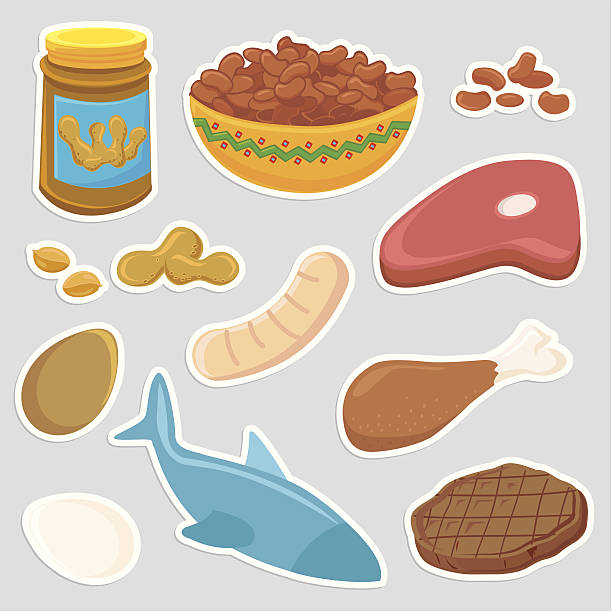 stockillustraties, clipart, cartoons en iconen met healthy protein meat food icons - kippenpoot