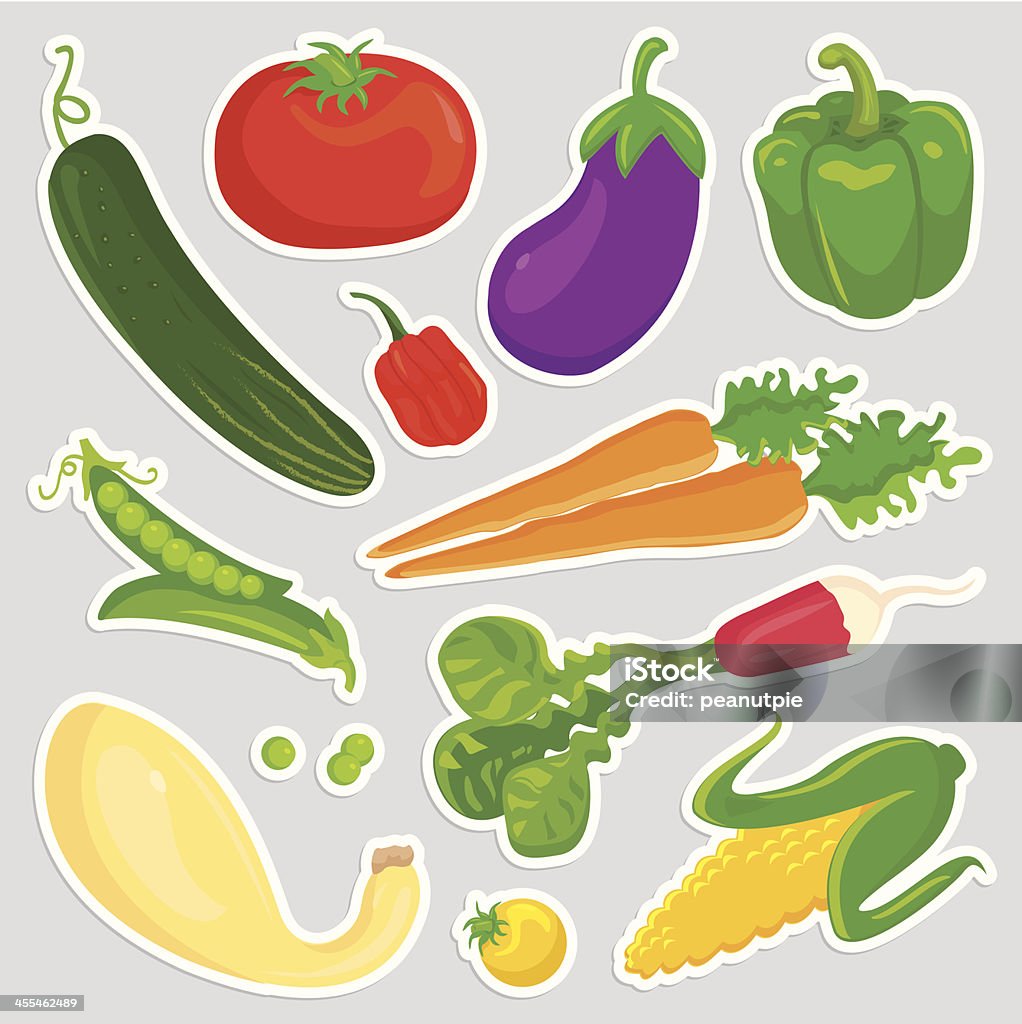 Verdure icone cibo sano - arte vettoriale royalty-free di Zucchino giallo