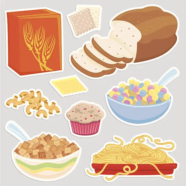 Vector illustration of Healthy Grain food icons