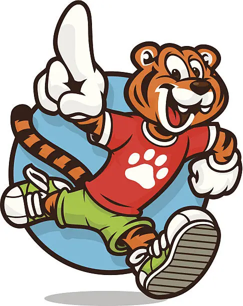 Vector illustration of Tiger Kid Run