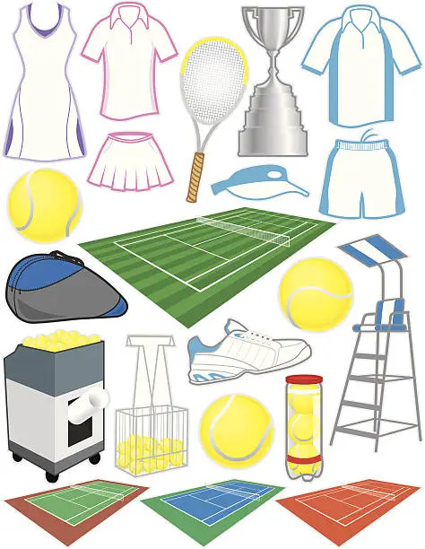Vector illustration of Tennis Items