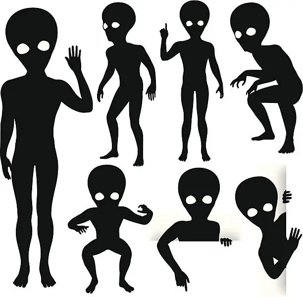 Vector illustration of Alien silhouettes