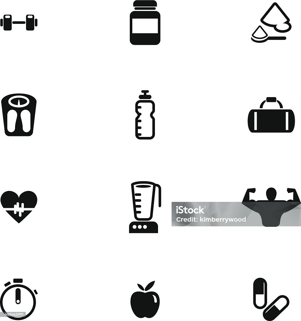 Bodybuilding Icon Set Vector File of Bodybuilding Icon Set Protein Drink stock vector