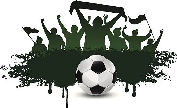 Vector illustration of soccer fans with ball