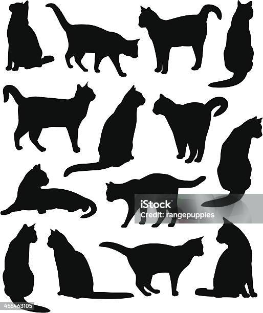 Kitty Gatos - Arte vetorial de stock e mais imagens de Gato domesticado - Gato domesticado, Silhueta, Vetor