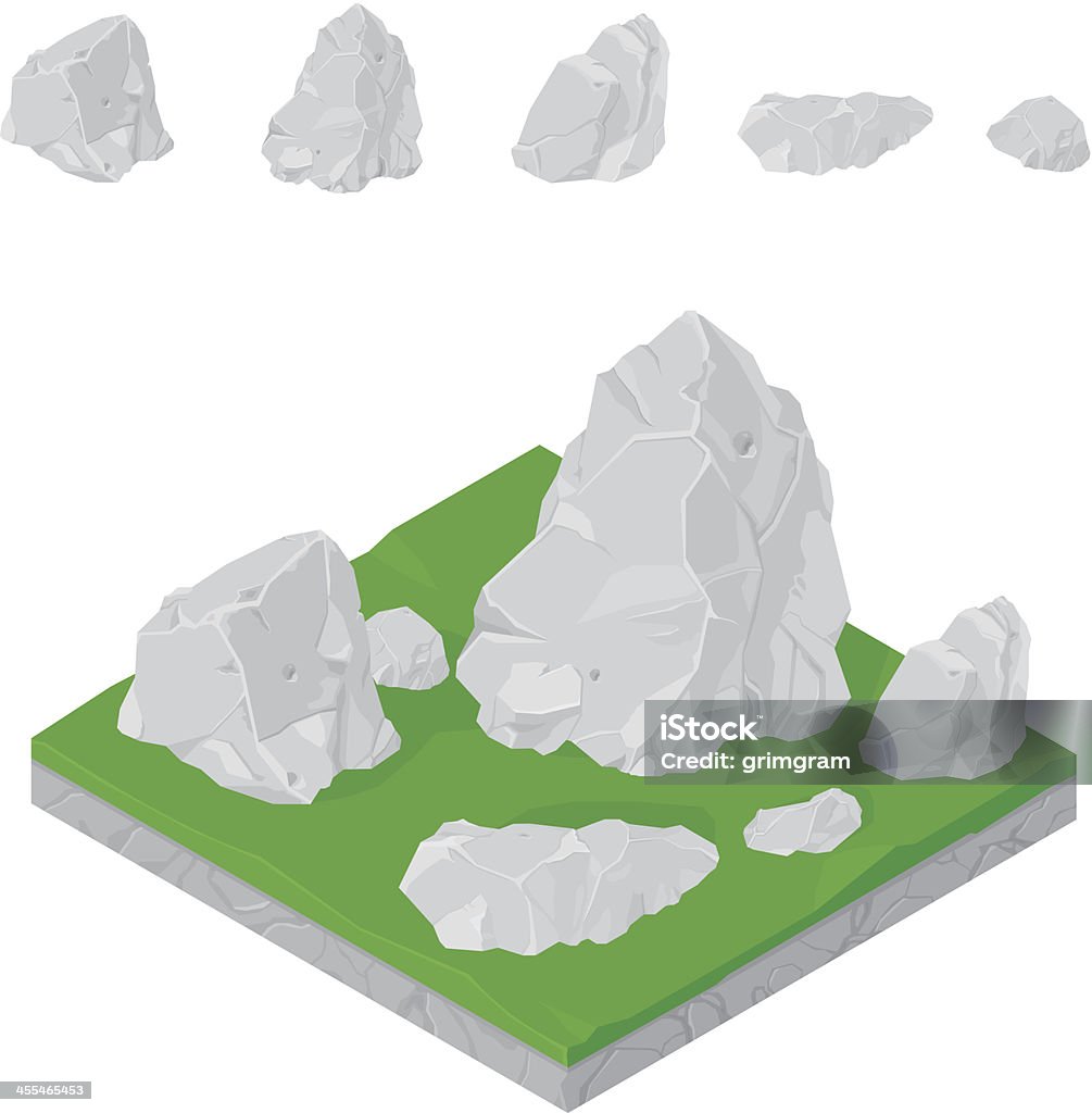 Isometric Rocks A vector illustration of various rocks on isometric land. Isometric Projection stock vector