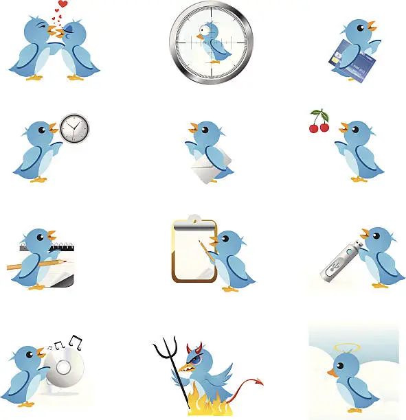 Vector illustration of Blue birds